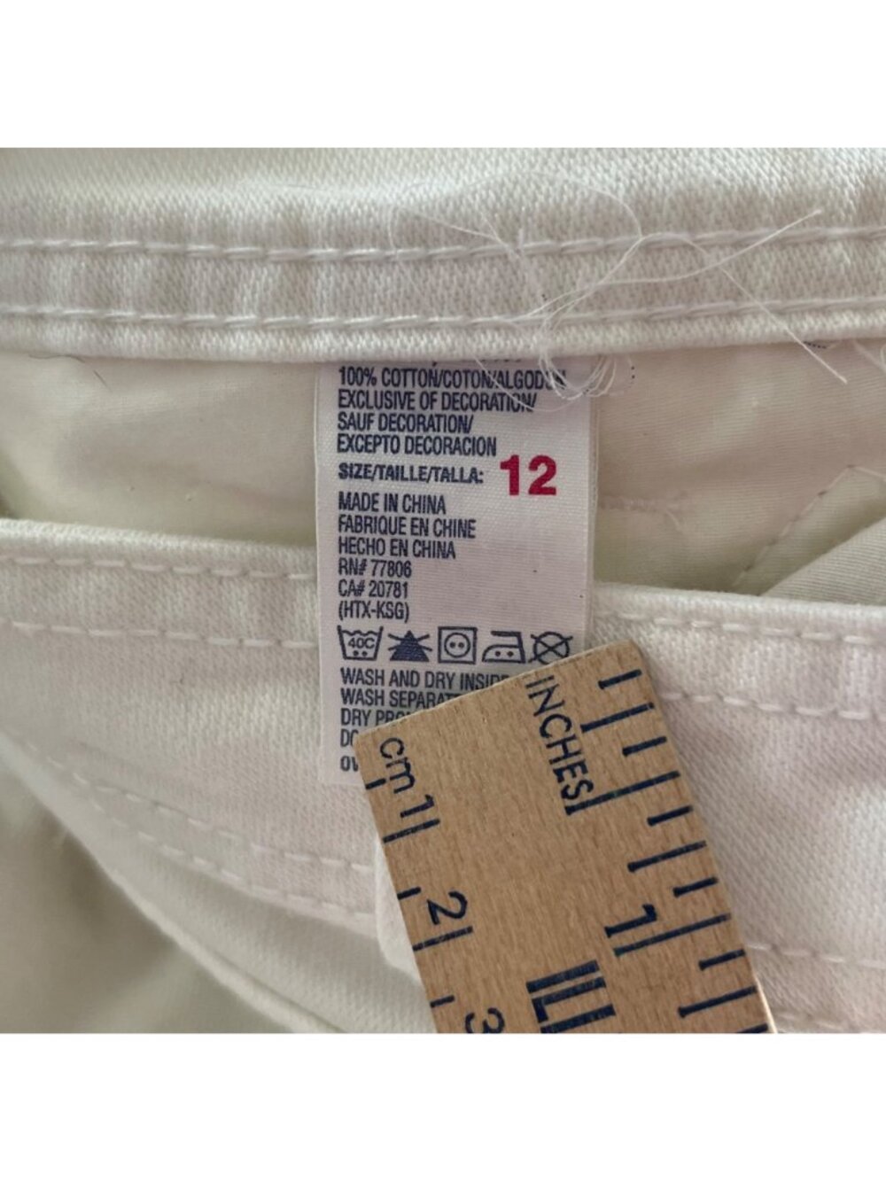 Tommy Hilfiger Flare Leg Cropped Pants Womens 12 White Canvas Pockets Y2J - Picture 6 of 10